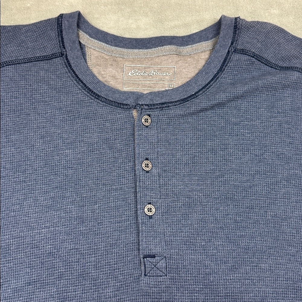 Eddie Bauer Men's Tall XL Long Sleeve Blue Henley NWT